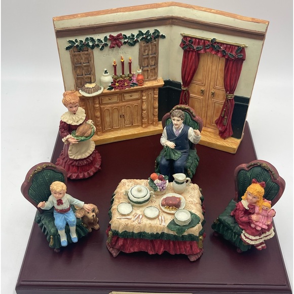 VTG 7pc Hand Painted Resin Night Before Christmas Victorian Family Dinner Scene - Picture 3 of 16